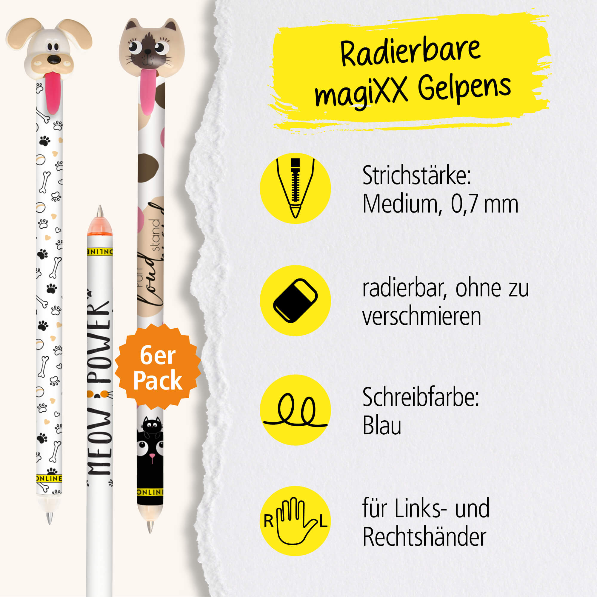 Radierbare Gelschreiber ONLINE magiXX Zip, 6er-Pack