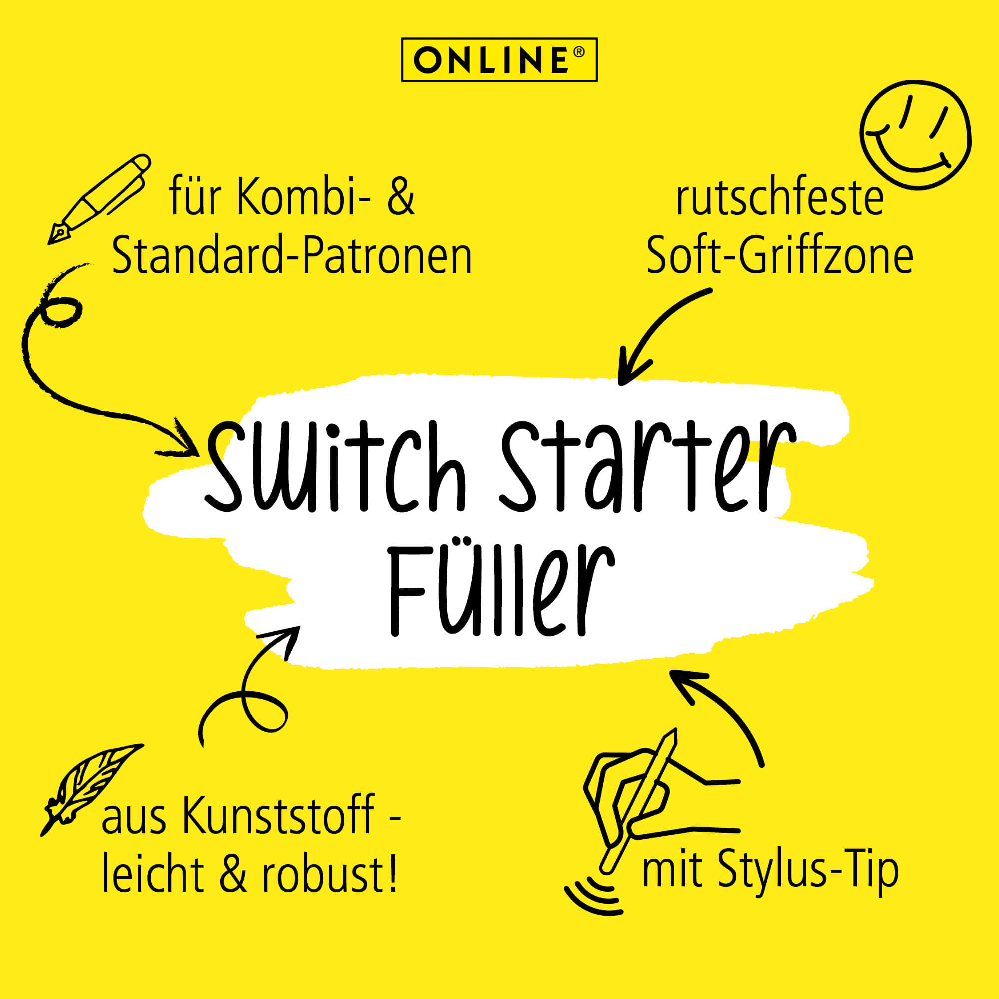 Schreiblernfüller Switch Starter Nero, mit Anfänger-Feder