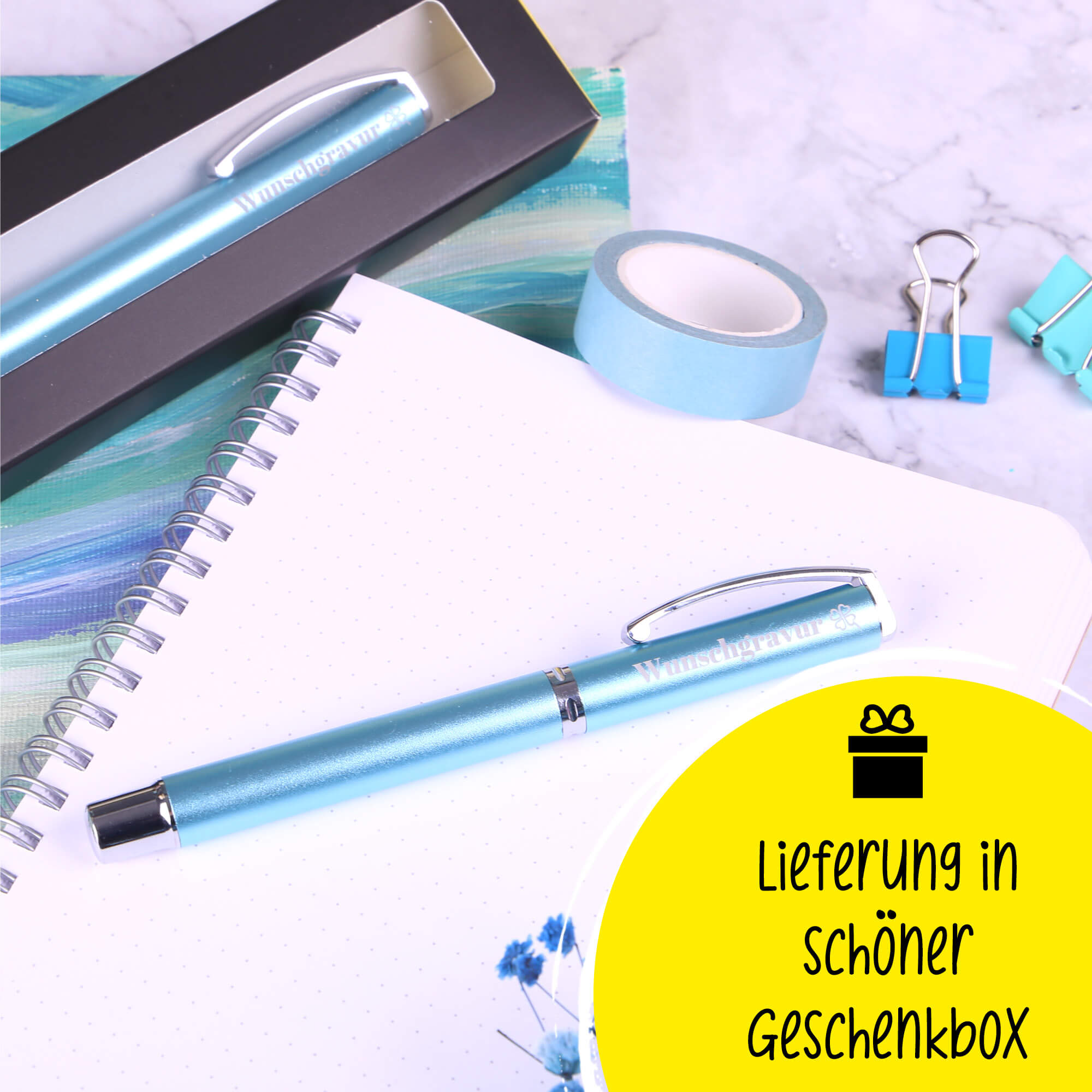 Füller Vision Turquoise (M), personalisiert mit Gravur