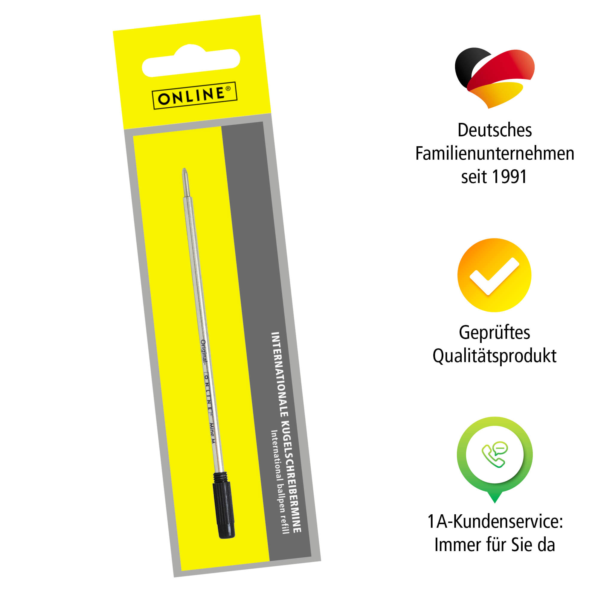 Internationale Kugelschreibermine M, Schwarz