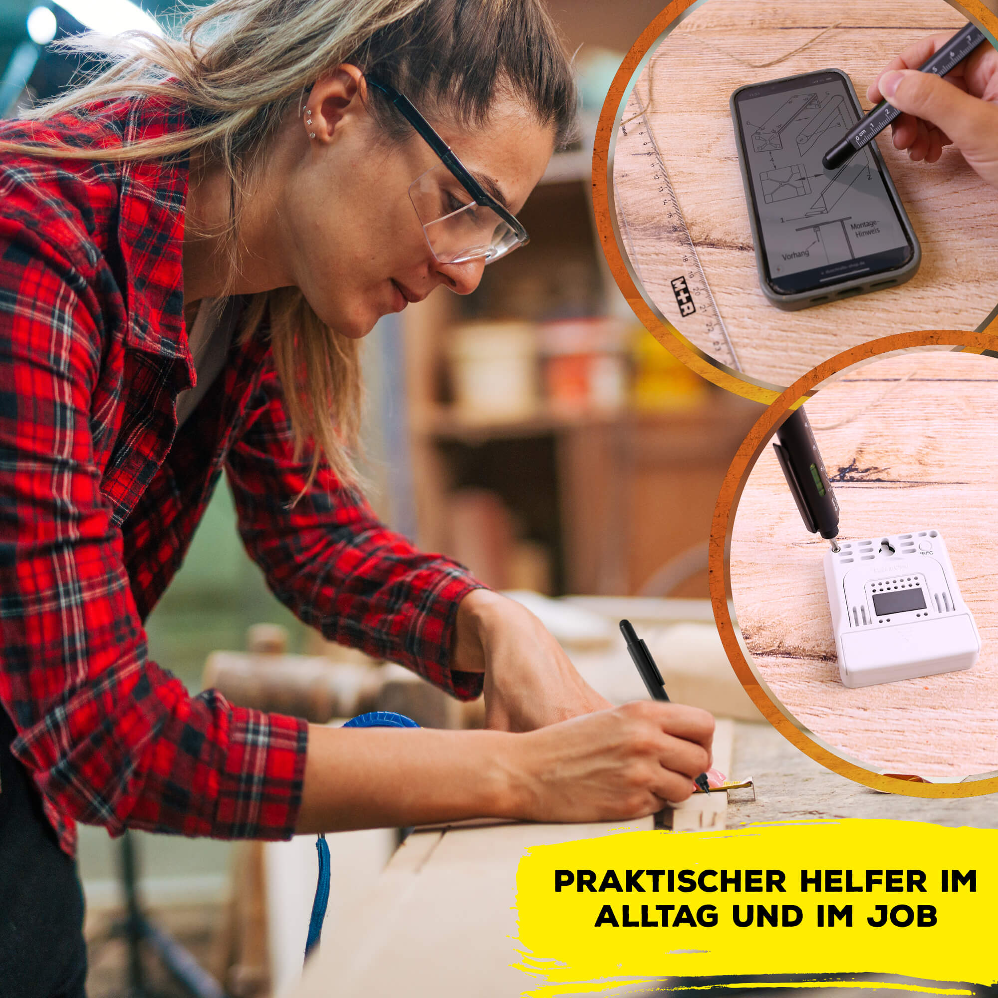 Multifunktionsstift 6-in-1, Kugelschreiber und Werkzeug Toolpen Silber