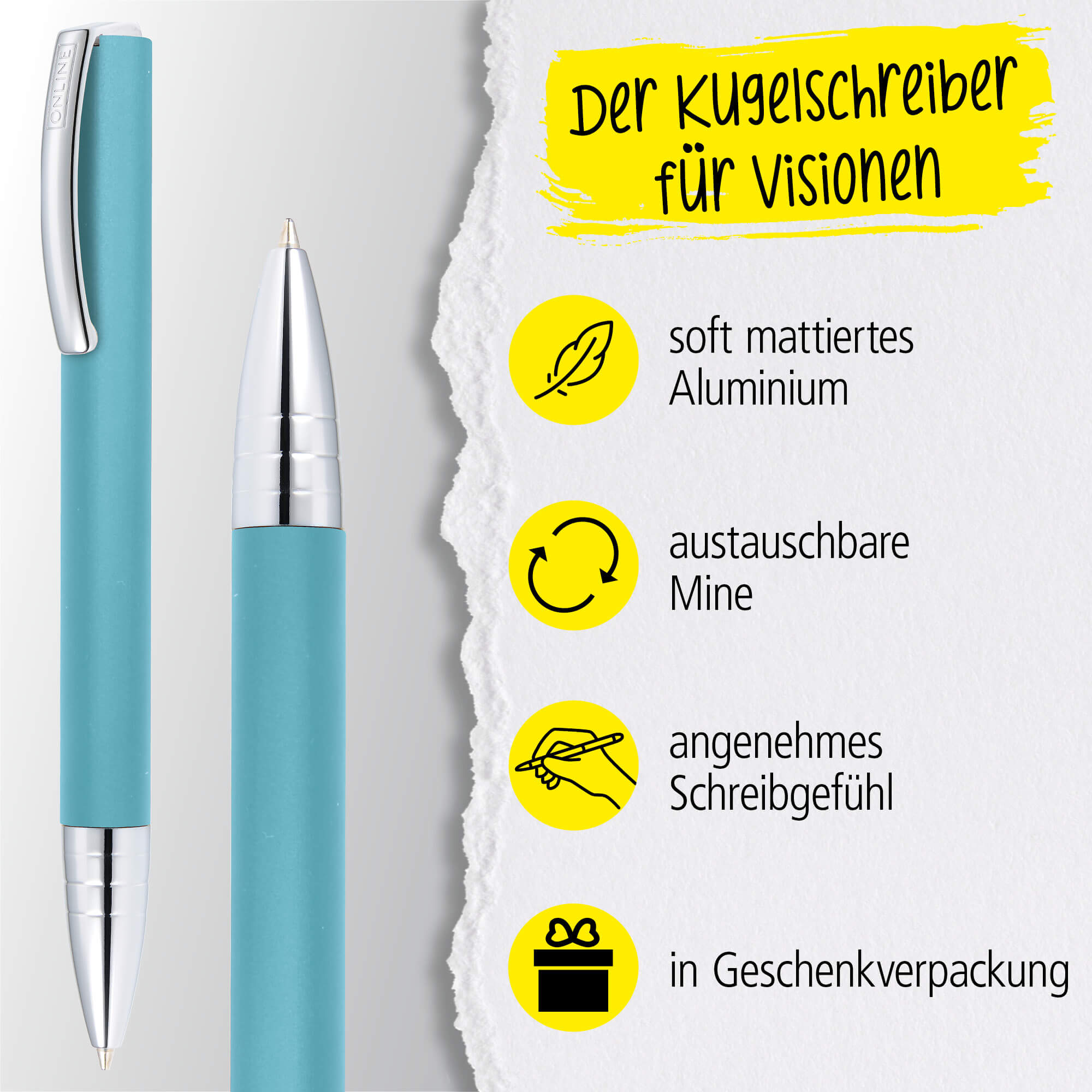 Kugelschreiber Vision Turquoise, mit Wunschgravur