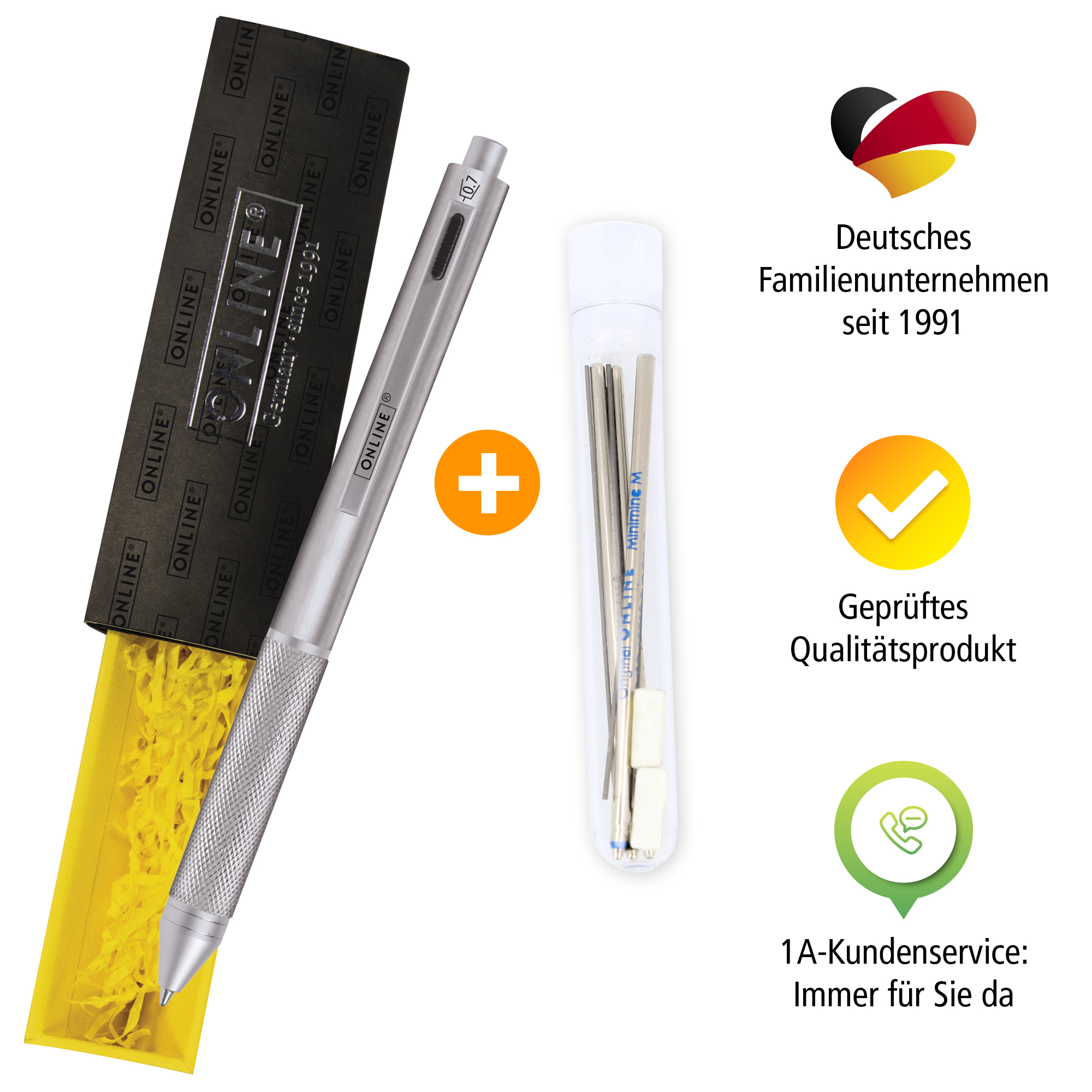 Multipen 4-in-1 Silver, inkl. Ersatzminen in Box