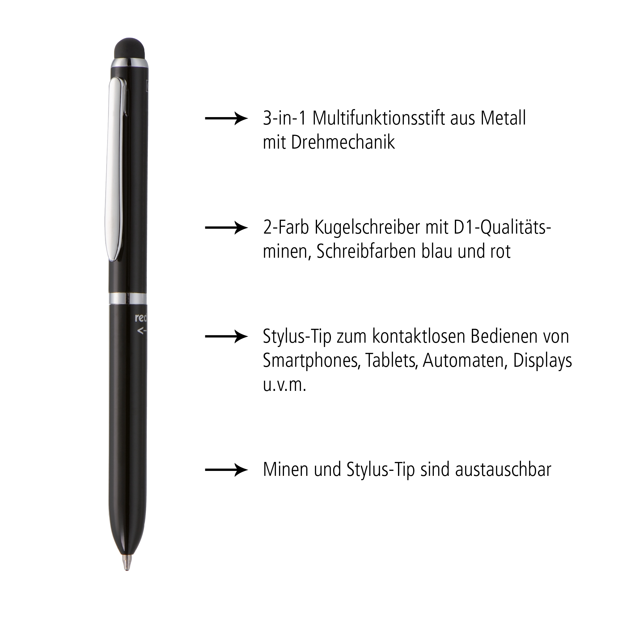 Kugelschreiber 3-in-1 Multi Touch Pen Black