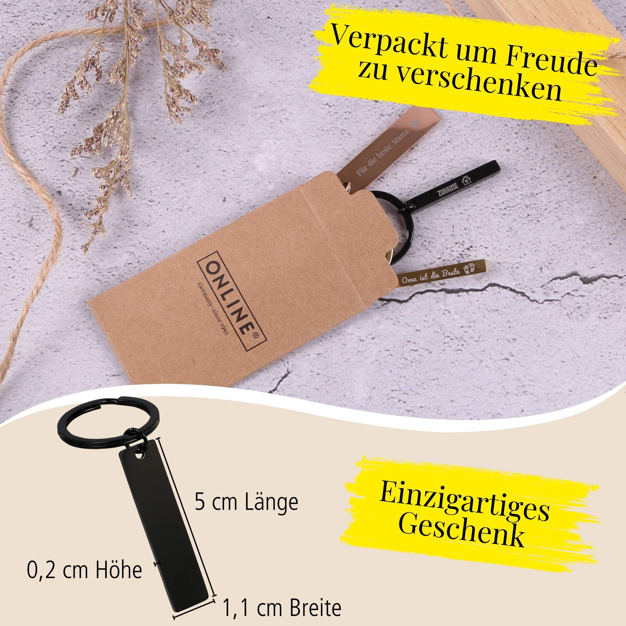 Schlüsselanhänger Plättchen Rosegold Personalisiert