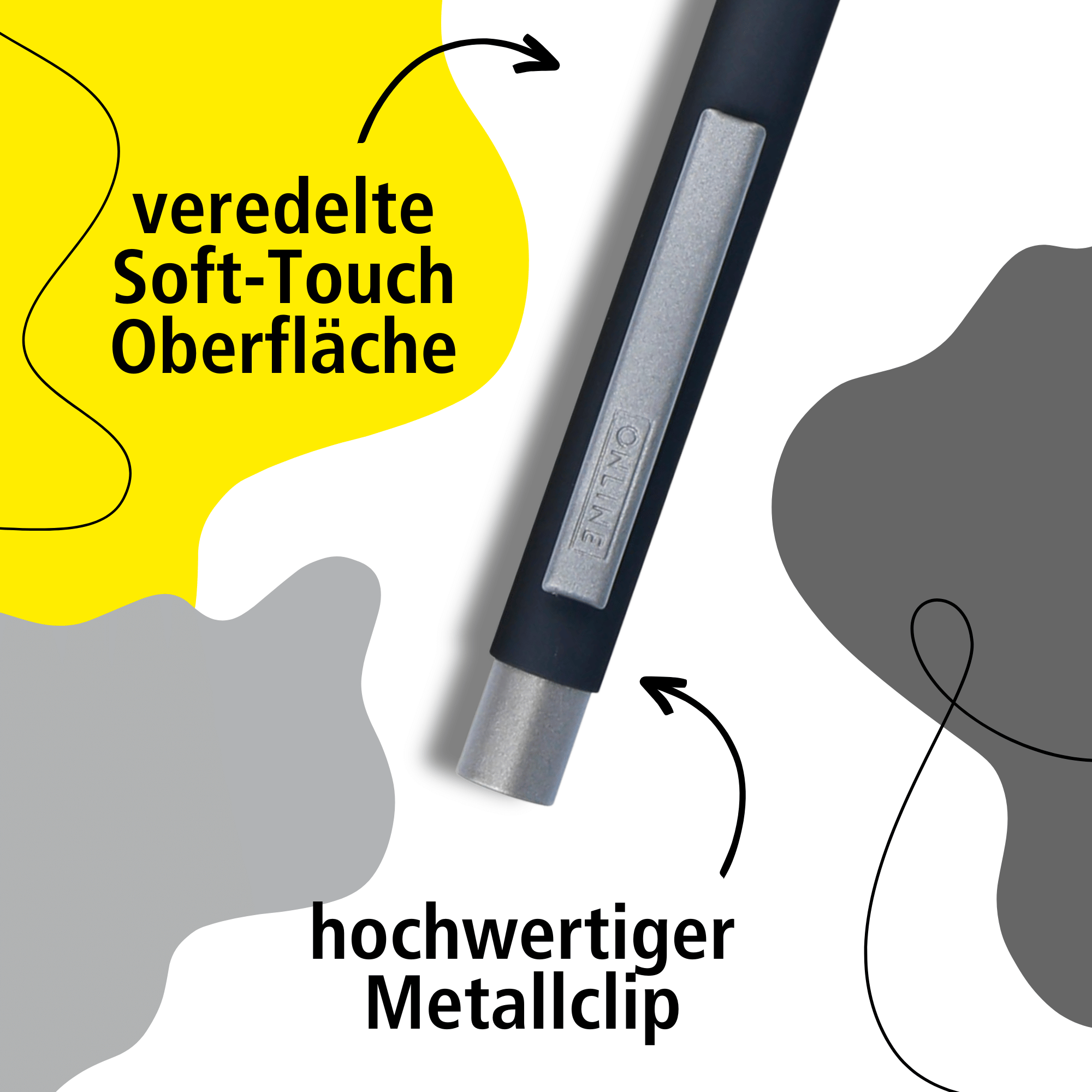 Kugelschreiber Soft Metal Pure Black, personalisiert mit Gravur