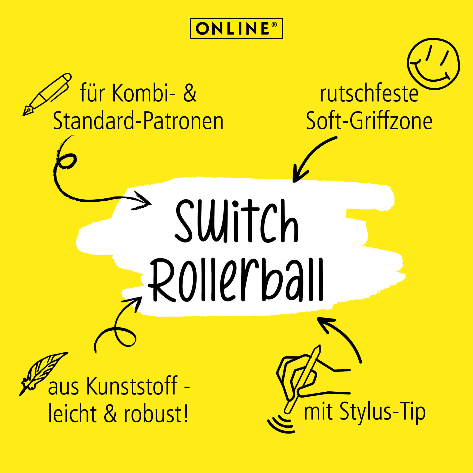 Tintenpatronen-Rollerball Switch Plus Metallic Pink
