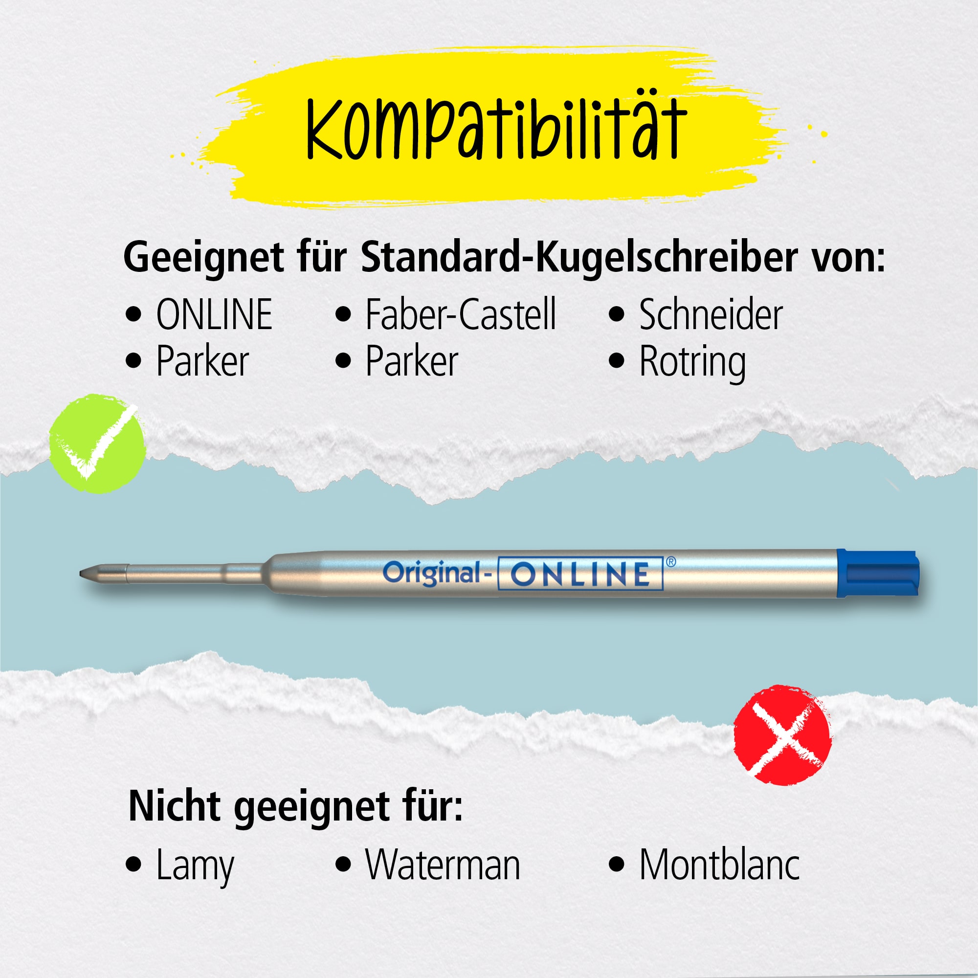 Internationale Großraumminen Set, 6 Stück (schwarz, blau)