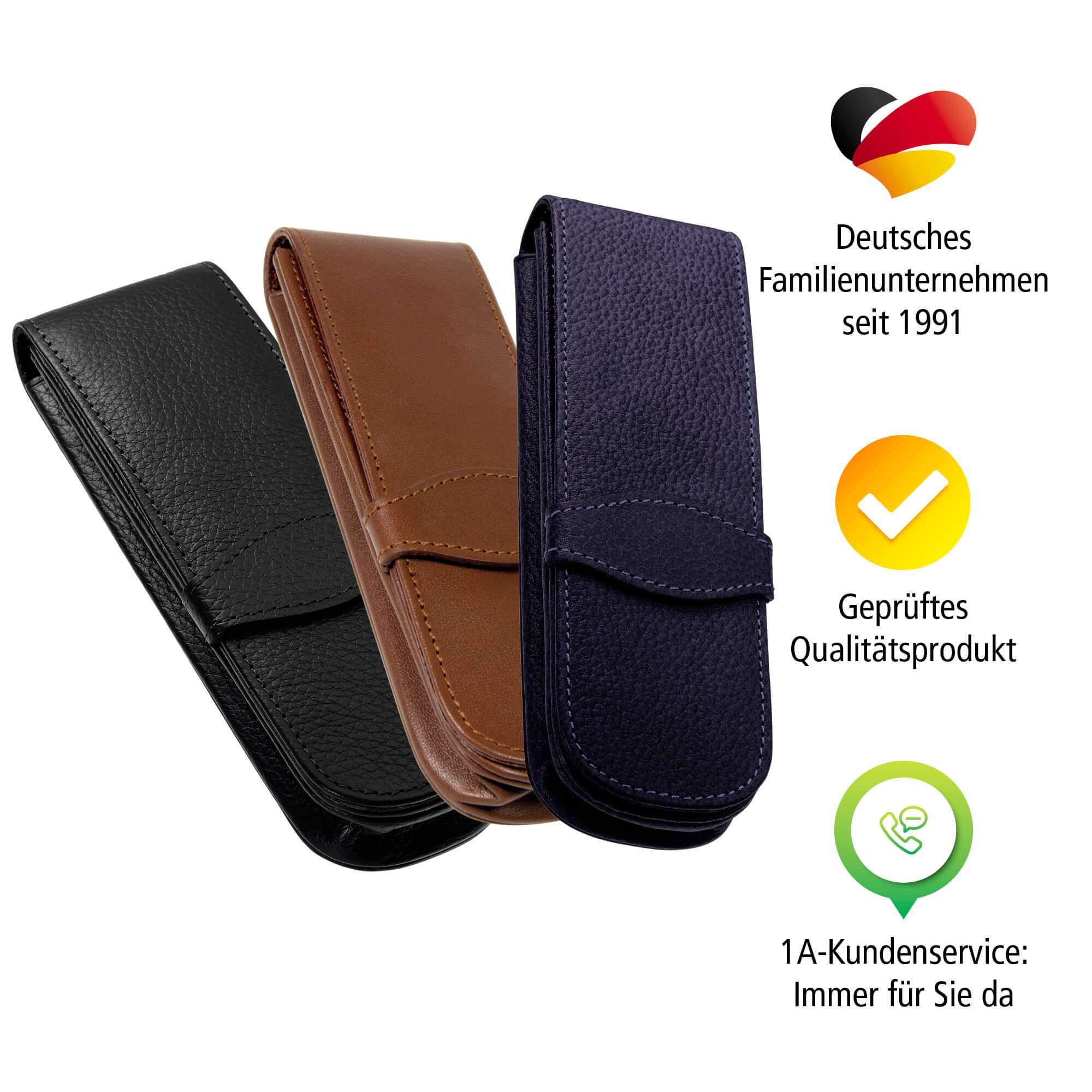 Lederetui Blau für 2 Stifte