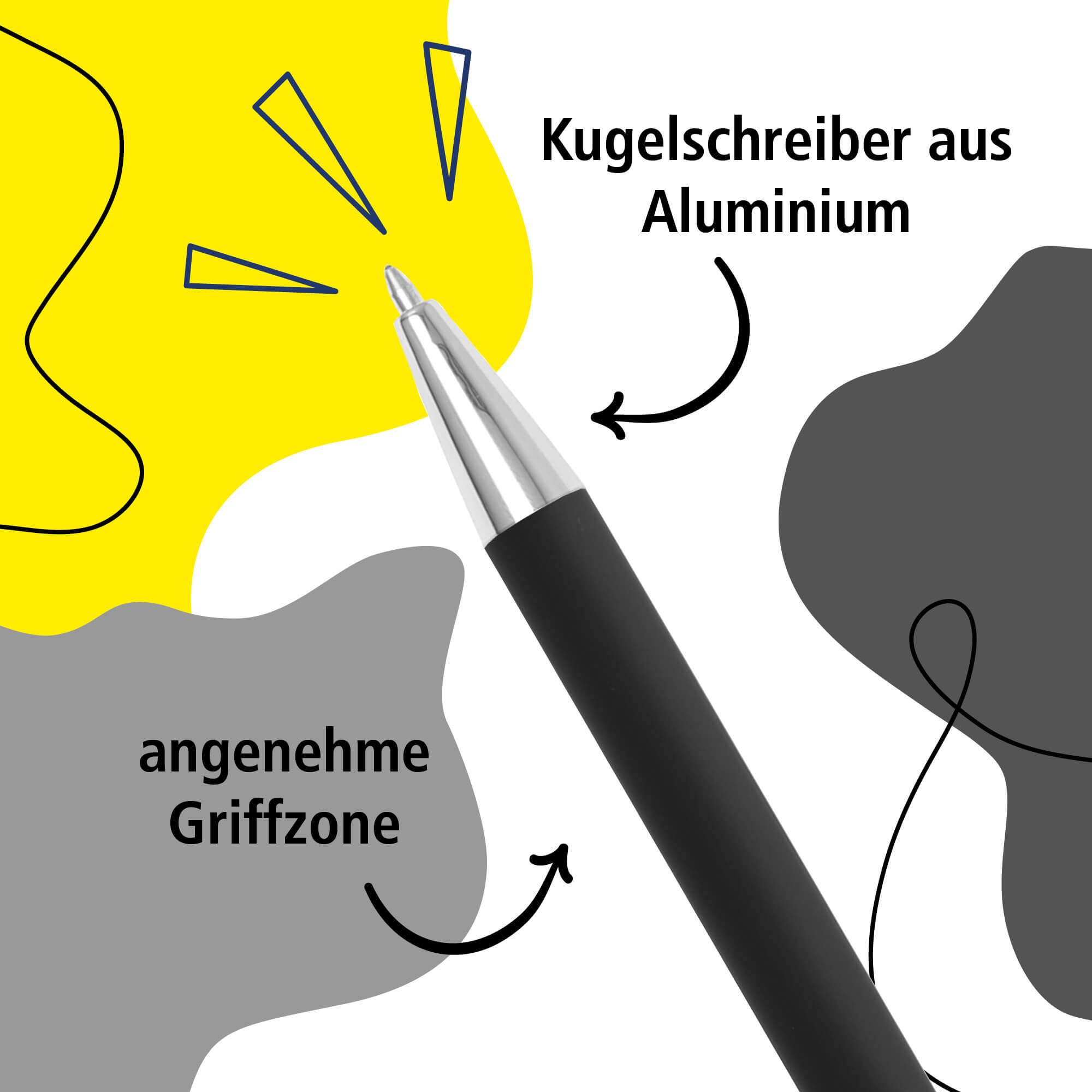 Druckkugelschreiber Soft Metal Pure Black