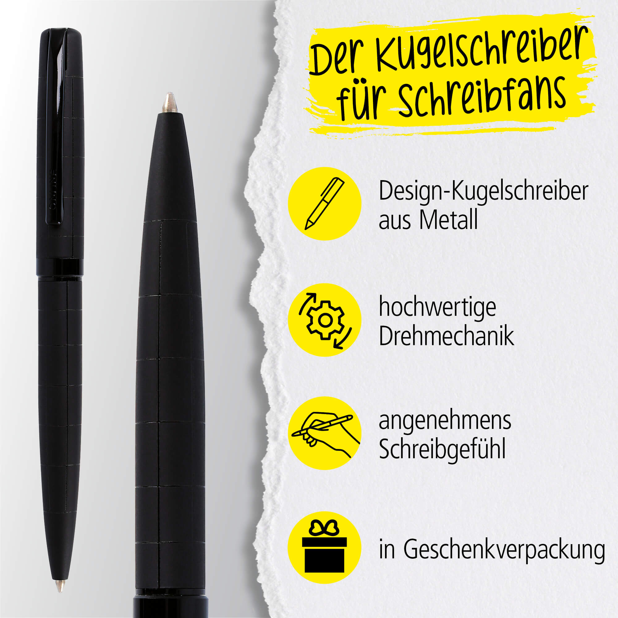 Eleganza Füller & Kugelschreiber Black, inkl. Lederetui in Geschenkbox