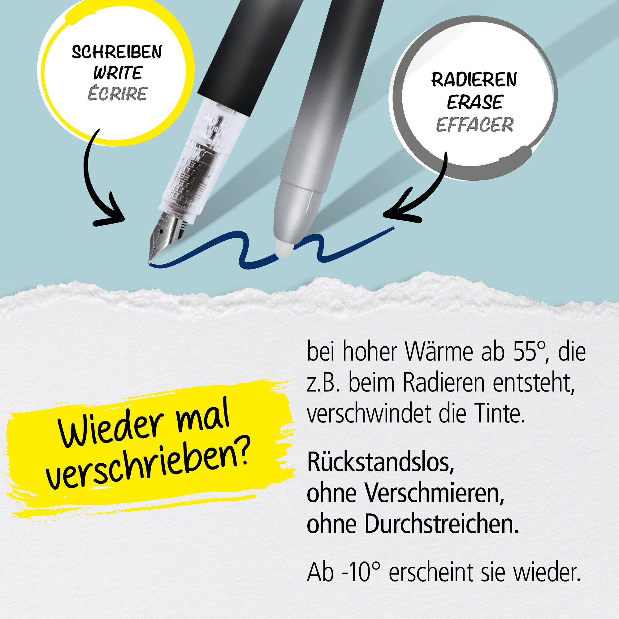 3x radierbare Tintenpatronen für magiXX Füllhalter, blauschreibend