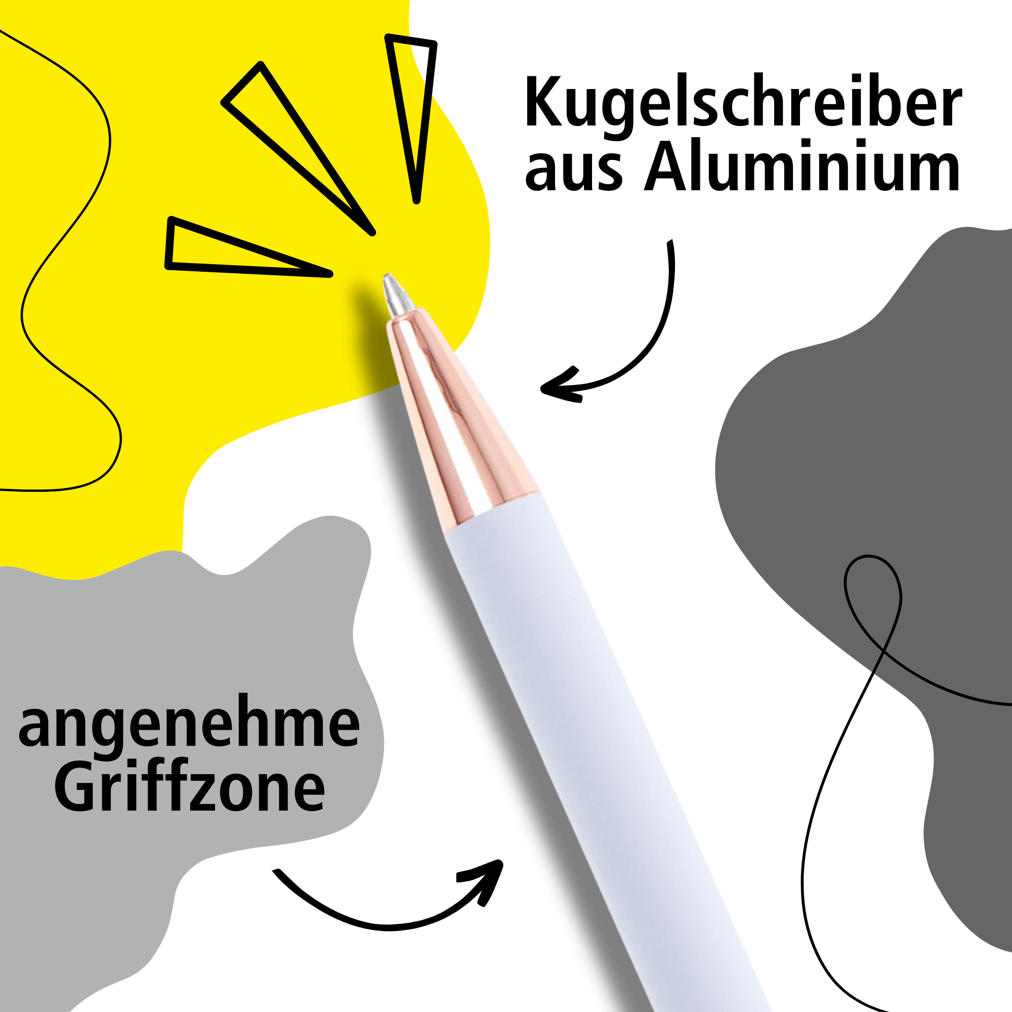 Kugelschreiber Soft Metal White Rose, personalisiert mit Gravur