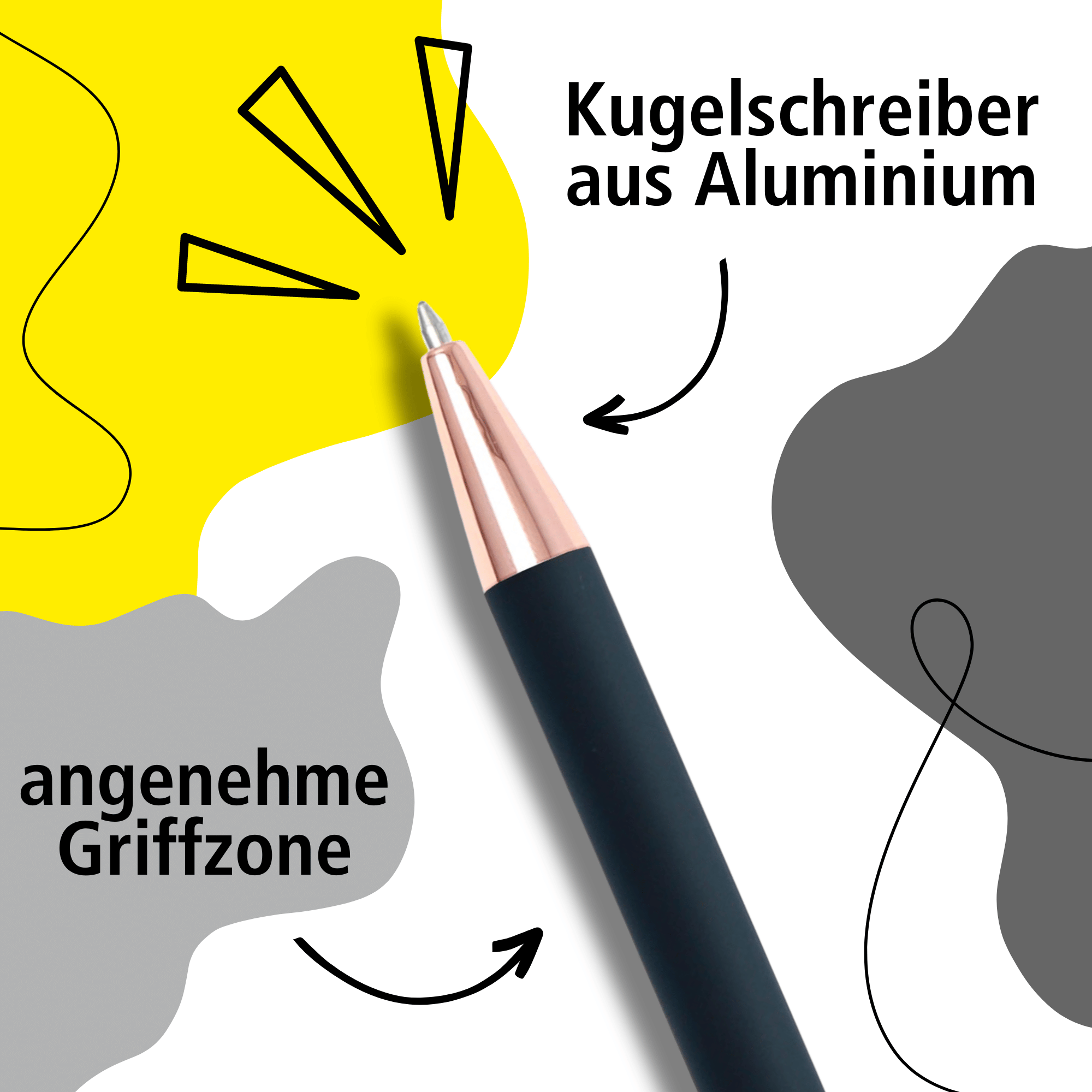 Kugelschreiber Soft Metal Grey Rose, personalisiert mit Gravur